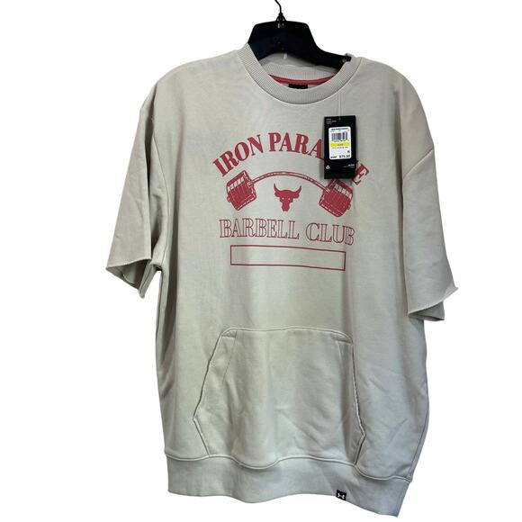 Under Armour Iron Paradise Barbell Club Sweatshirt Gym Fitness Tee M NWT - Picture 1 of 8